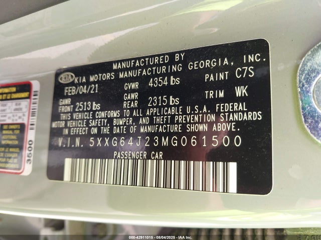 5XXG64J23MG061500 KIA t-gdi gamma ii