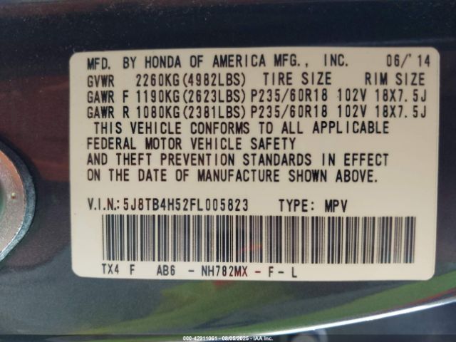 2015 ACURA RDX 5J8TB4H52FL005823 Photo 8