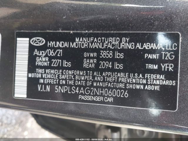 2022 HYUNDAI ELANTRA 5NPLS4AG2NH060026 Photo 8
