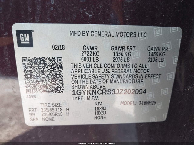 2018 CADILLAC XT5 1GYKNCRS3JZ202094 Photo 8