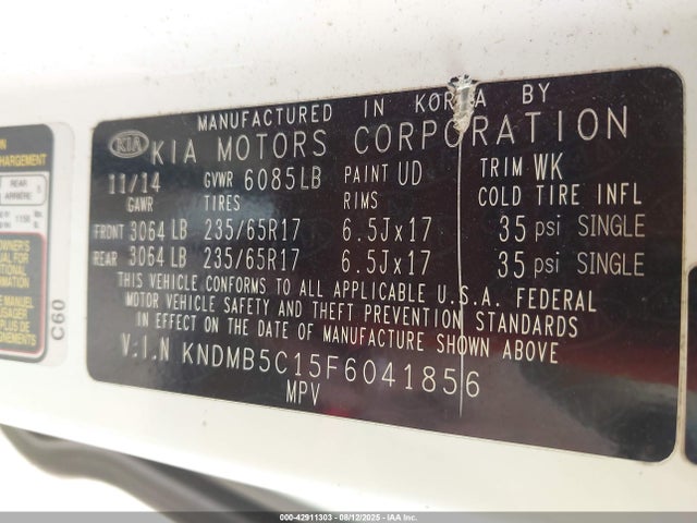 KIA dohc gdi lambda ii 2015 KNDMB5C15F6041856 Image 9