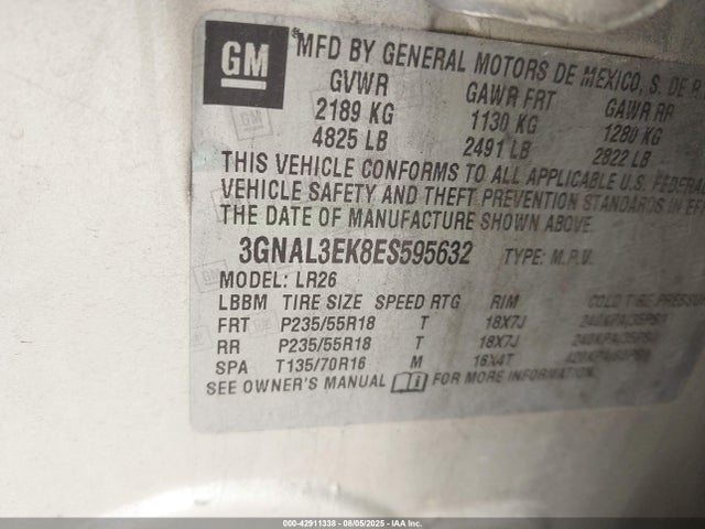 3GNAL3EK8ES595632 Chevrolet lea