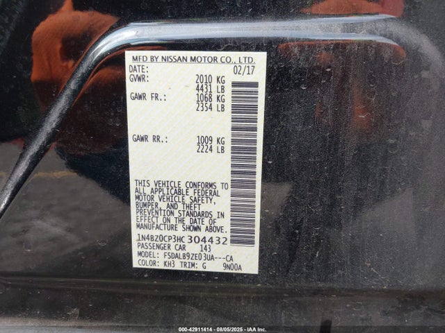1N4BZ0CP3HC304432 Nissan 2017