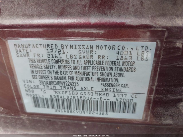 3N1AB8CV0NY224325 Nissan Sentra