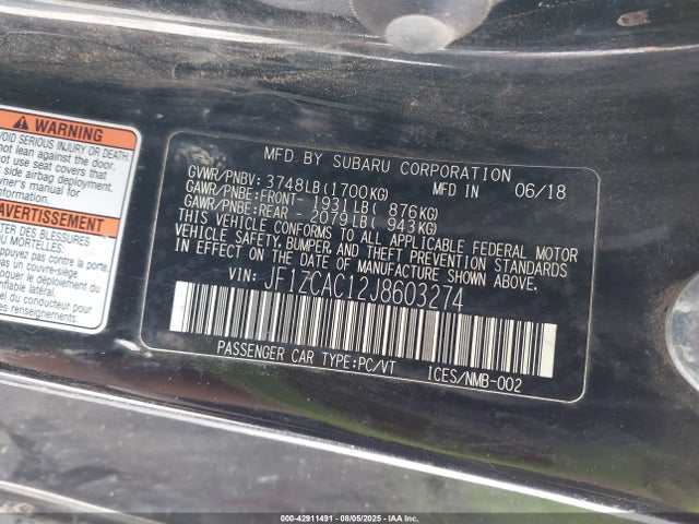 JF1ZCAC12J8603274 Subaru na