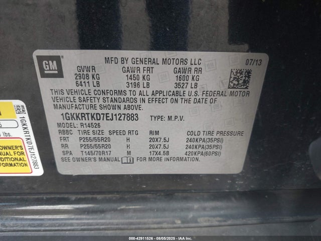 GMC llt 2014 1GKKRTKD7EJ127883 Image 9