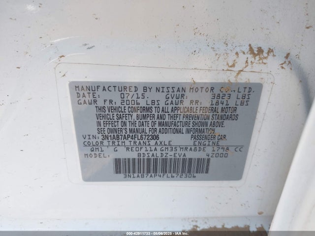 3N1AB7AP4FL672306 Nissan 2015