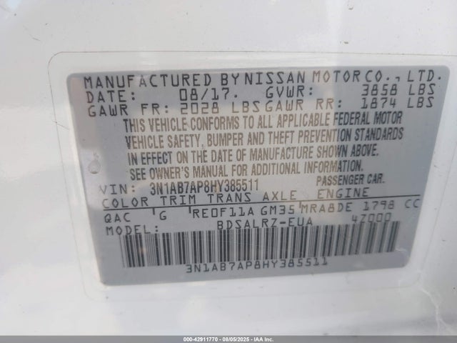 3N1AB7AP8HY385511 Nissan 2017