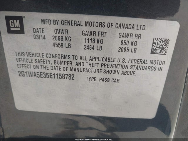Chevrolet lfx 2014 2G1WA5E35E1158782 Image 9
