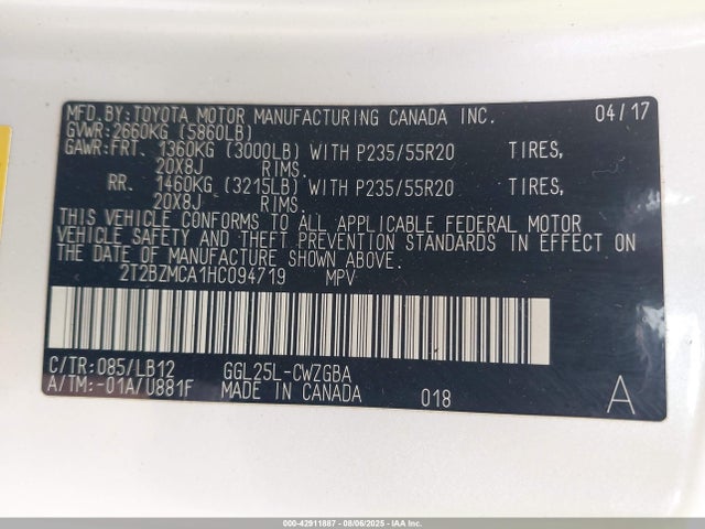 2T2BZMCA1HC094719 Lexus RX