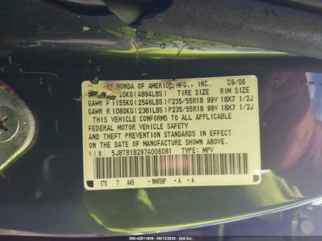 2007 ACURA RDX 5J8TB18297A006081 Photo 8