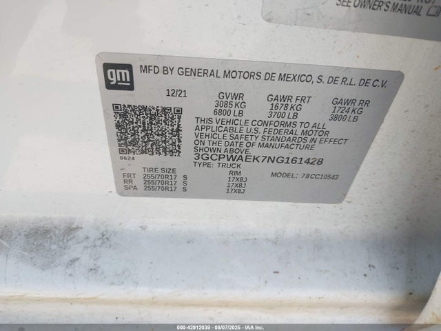 3GCPWAEK7NG161428 Chevrolet l3b