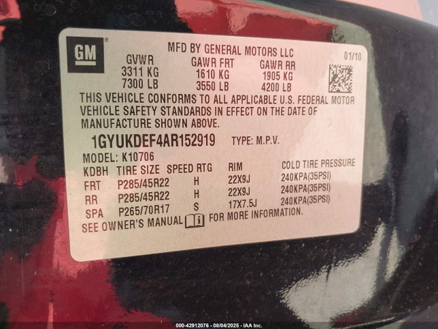 2010 CADILLAC ESCALADE 1GYUKDEF4AR152919 Photo 8