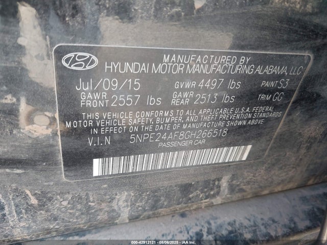 5NPE24AF8GH266518 Hyundai dohc gdi theta-ii