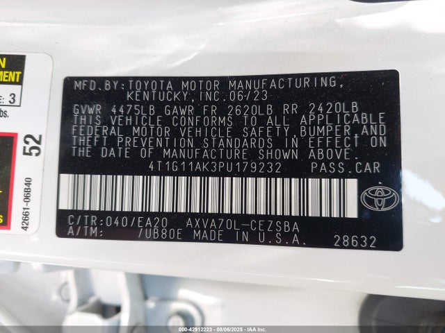 4T1G11AK3PU179232 Toyota a25a-fks