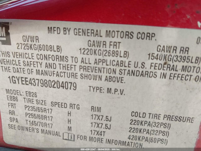 2008 CADILLAC SRX 1GYEE437980204079 Photo 8