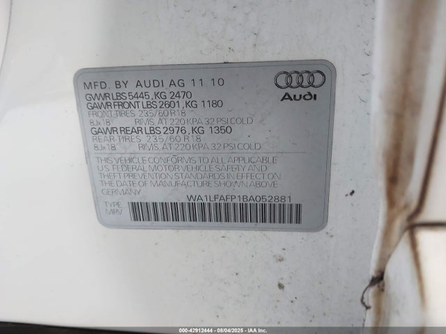 2011 AUDI Q5 WA1LFAFP1BA052881 Photo 8
