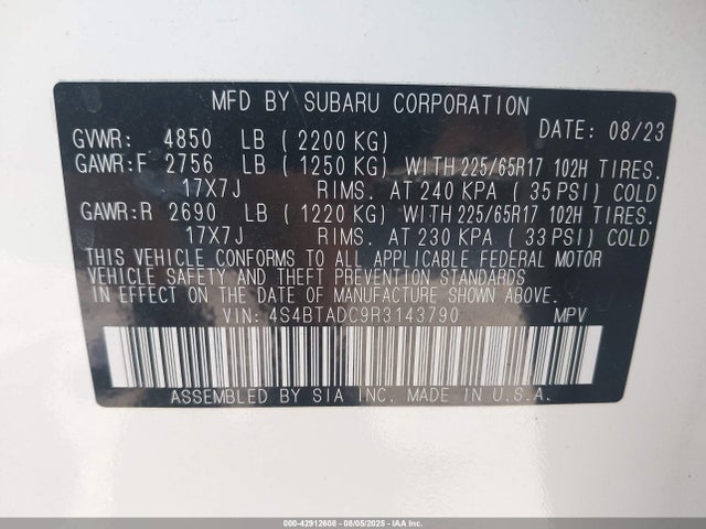 4S4BTADC9R3143790 Subaru na, u5