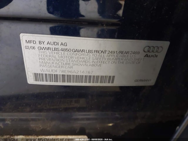 2006 AUDI A4 WAUDF78E96A214767 Photo 8