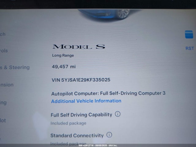 5YJSA1E29KF335025 Tesla MODEL S