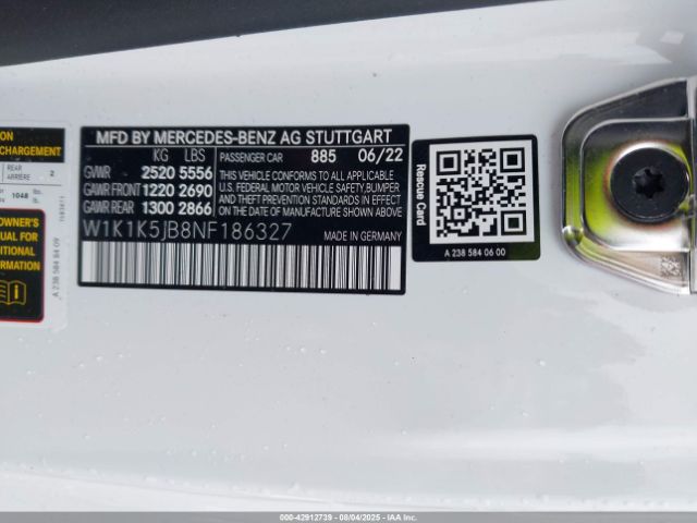 2022 MERCEDES-BENZ E 450 W1K1K5JB8NF186327 Photo 8