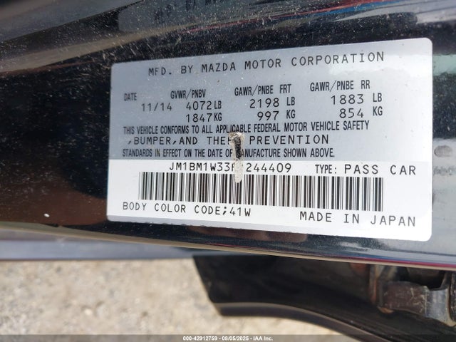 Mazda py 2015 JM1BM1W33F1244409 Image 9