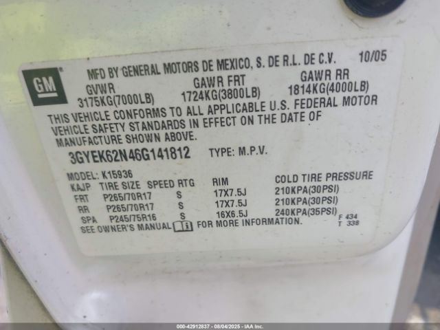 2006 CADILLAC ESCALADE EXT 3GYEK62N46G141812 Photo 8