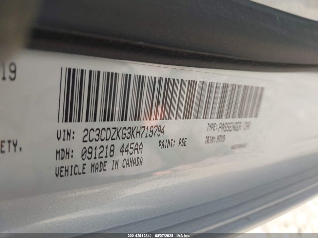 Продажа на аукционе авто 2019 Dodge Challenger Gt Awd, vin: 2C3CDZKG3KH719794, номер лота: 42912841