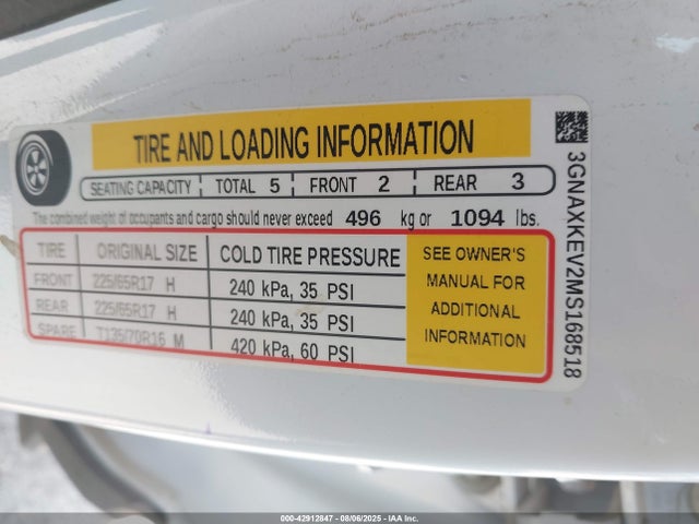Chevrolet lyx 2021 3GNAXKEV2MS168518 Image 8