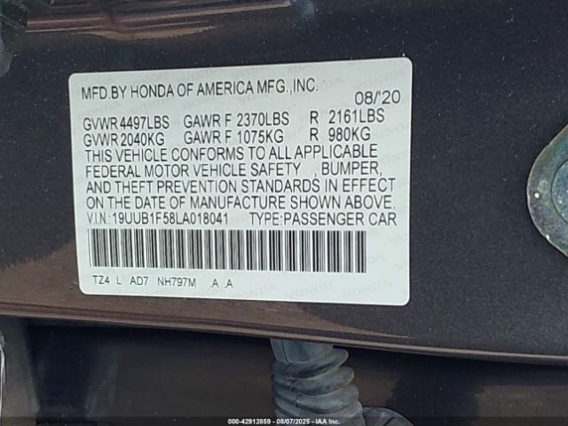 2020 ACURA TLX 19UUB1F58LA018041 Photo 8