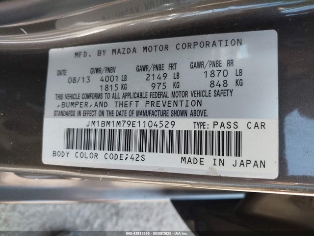 Продажа на аукционе авто 2014 Mazda Mazda3 I Grand Touring, vin: JM1BM1M79E1104529, номер лота: 42912995