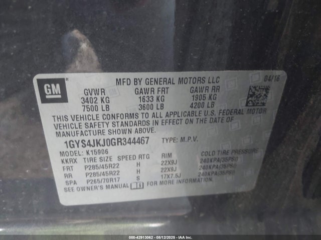 2016 CADILLAC ESCALADE ESV 1GYS4JKJ0GR344467 Photo 8