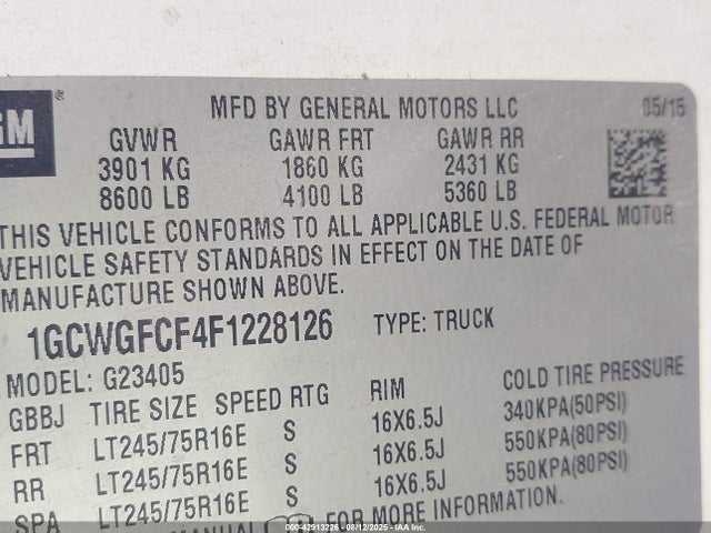 Chevrolet l20 2015 1GCWGFCF4F1228126 Image 9
