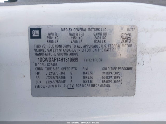 1GCWGAF14H1310699 Chevrolet lwn - di: direct injection, xlde