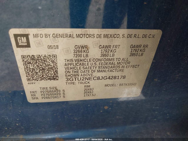 3GTU2NEC8JG428178 GMC l83 -spark ignited direct injection, variable valve timing, afm, e85 max, alum
