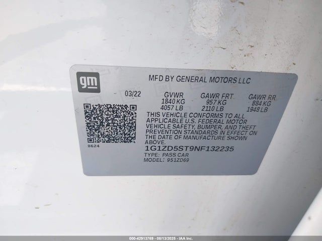 1G1ZD5ST9NF132235 Chevrolet lfv - direct injection, variable valve timing, gen 1 gmna