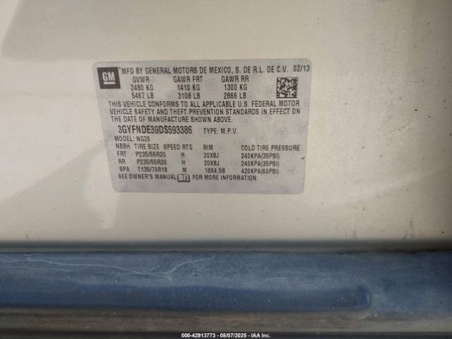 2013 CADILLAC SRX 3GYFNDE39DS593386 Photo 8