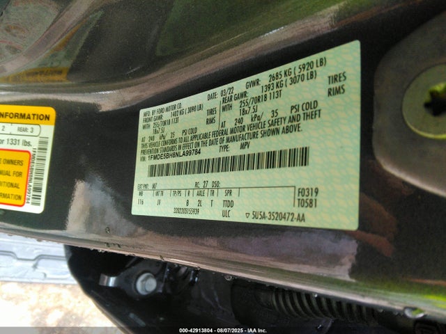 1FMDE5BH8NLA99784 Ford ecoboost