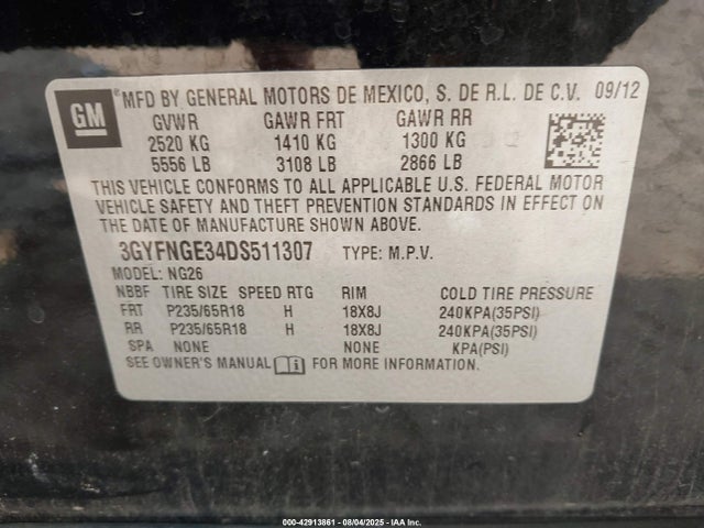 2013 CADILLAC SRX 3GYFNGE34DS511307 Photo 8