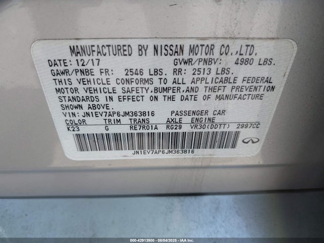 Infiniti Q50 2018 JN1EV7AP6JM363816 Image 9