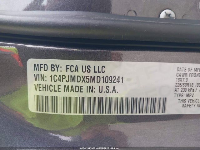1C4PJMDX5MD109241 Jeep Cherokee