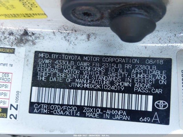 JTNKHMBX2K1024019 Toyota 3zr-fae