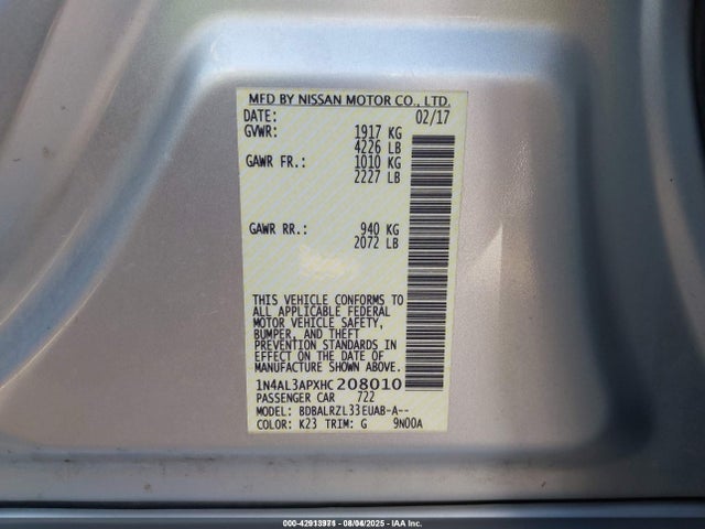 1N4AL3APXHC208010 Nissan Altima
