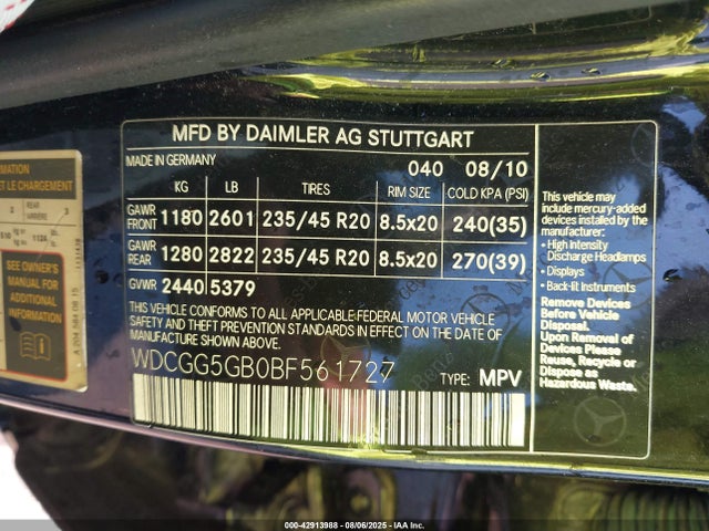 Продаж на аукціоні авто 2011 Mercedes-benz Glk 350, vin: WDCGG5GB0BF561727, номер лоту: 42913988