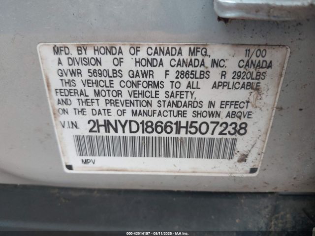 2001 ACURA MDX 2HNYD18661H507238 Photo 8