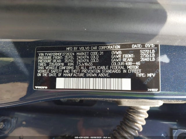 Volvo b5254t12 2015 YV4612RM0F2728324 Image 9