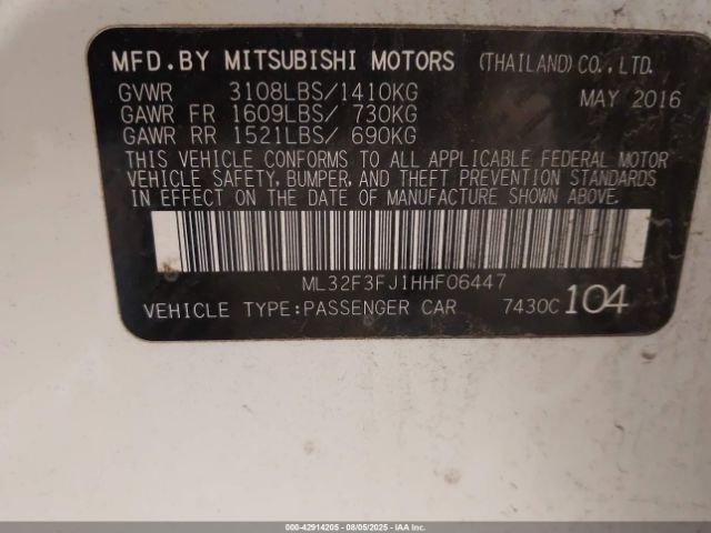 2017 MITSUBISHI MIRAGE G4 ML32F3FJ1HHF06447 Photo 8