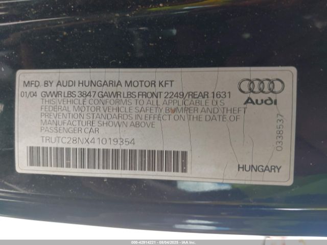 2004 AUDI TT TRUTC28NX41019354 Photo 8
