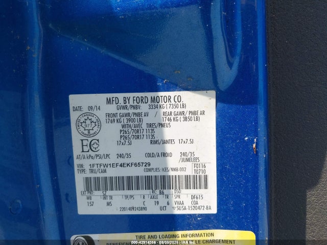 Ford 2014 2014 1FTFW1EF4EKF65729 Image 9