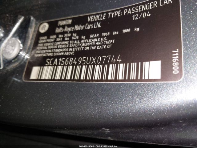 2005 ROLLS-ROYCE PHANTOM SCA1S68495UX07744 Photo 8